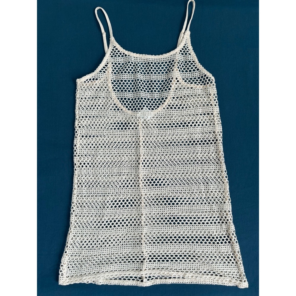 Wild Fable Cream Crochet Knit Cami Tank Top XS Open Mesh Boho Sleeveless Summer